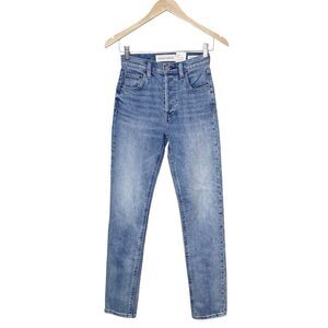 Aritzia Denim Forum Womens Size 23 High Rise Slim Ankle Blue Jeans Button Fly